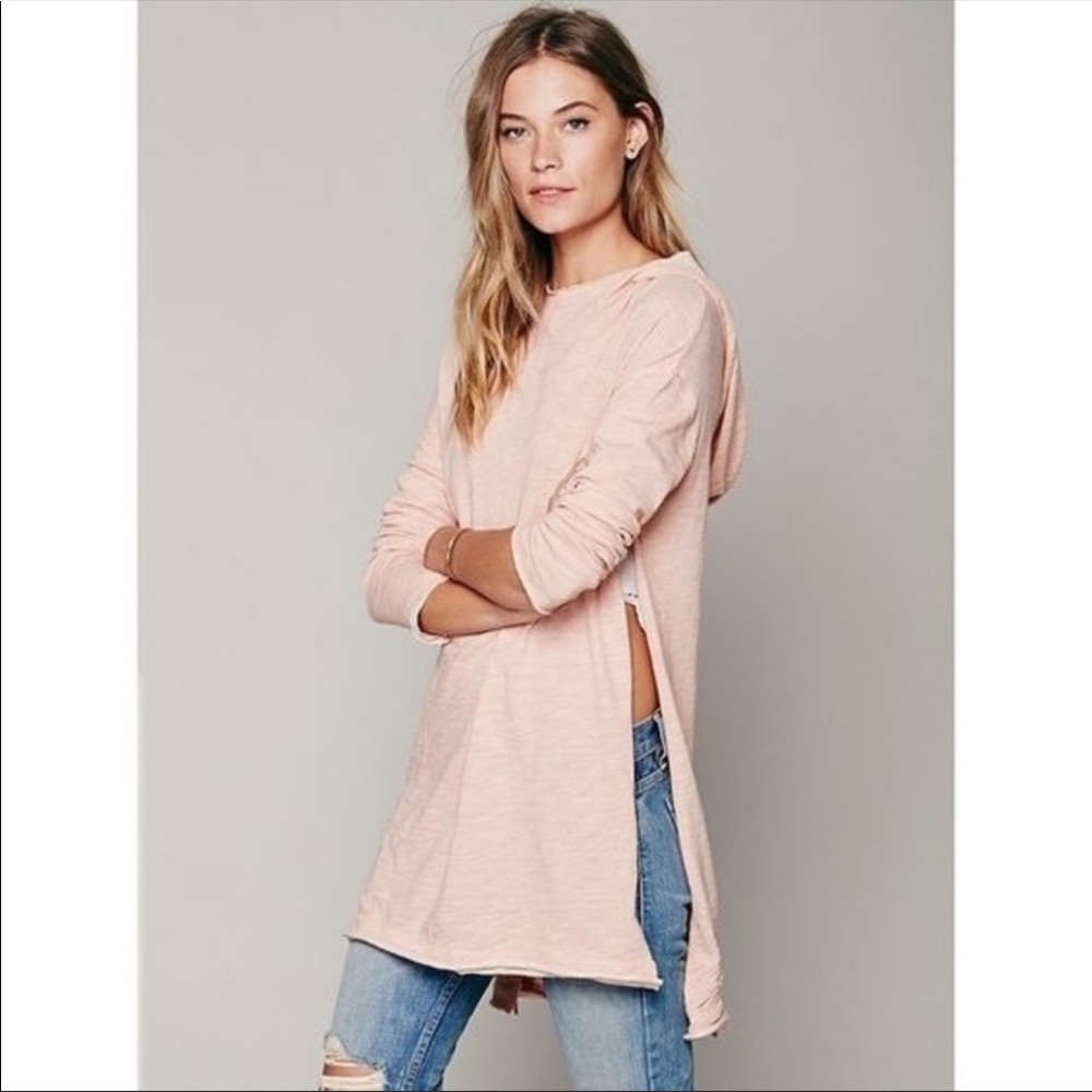 Free People Beach In a Hurry Peach Hoodie | One Sz